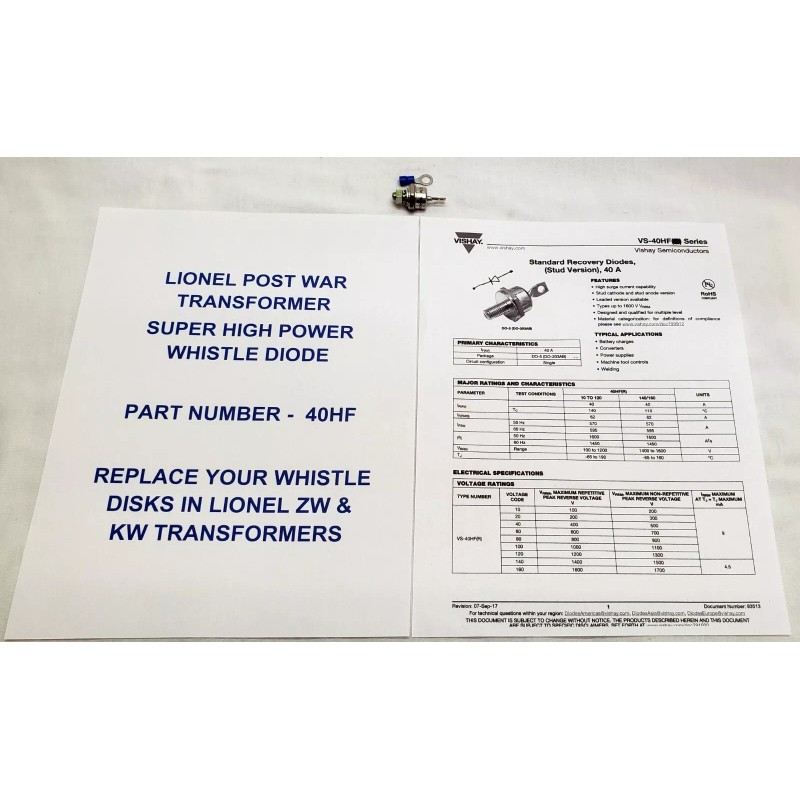 Lionel Post War Transformer - SUPER High Power Whistle Diode