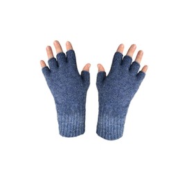 Whitepeak Genuine Merino Wool and Possumdown Fingerless Gloves for Men and Women | UNISEX (Blue, X-Large)