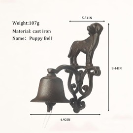 DTSFHTDAL 1PCS Cast Iron Dog Bell Cast Iron Cat Doorbell Cast Iron Bell Retro Animal Chimes Antique Decorative Clock Decorative Artworks Garden Farmhouse Courtyard Decoration (Cute Dog)