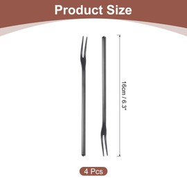 sourcing map 4 Pcs Pickle Fork, 6.3 Inch Olive Fork with Long Handle, Stainless Steel Cocktail Forks, 2-Tine Fork for Dessert Cocktail Fruit and Vegetable Black