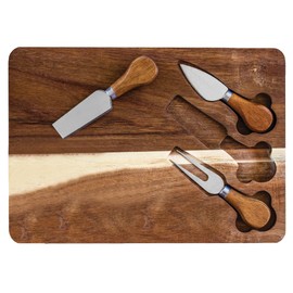 TB Home 4-Pc. Acacia Wood Cheese Serving Board with Cheese Tools