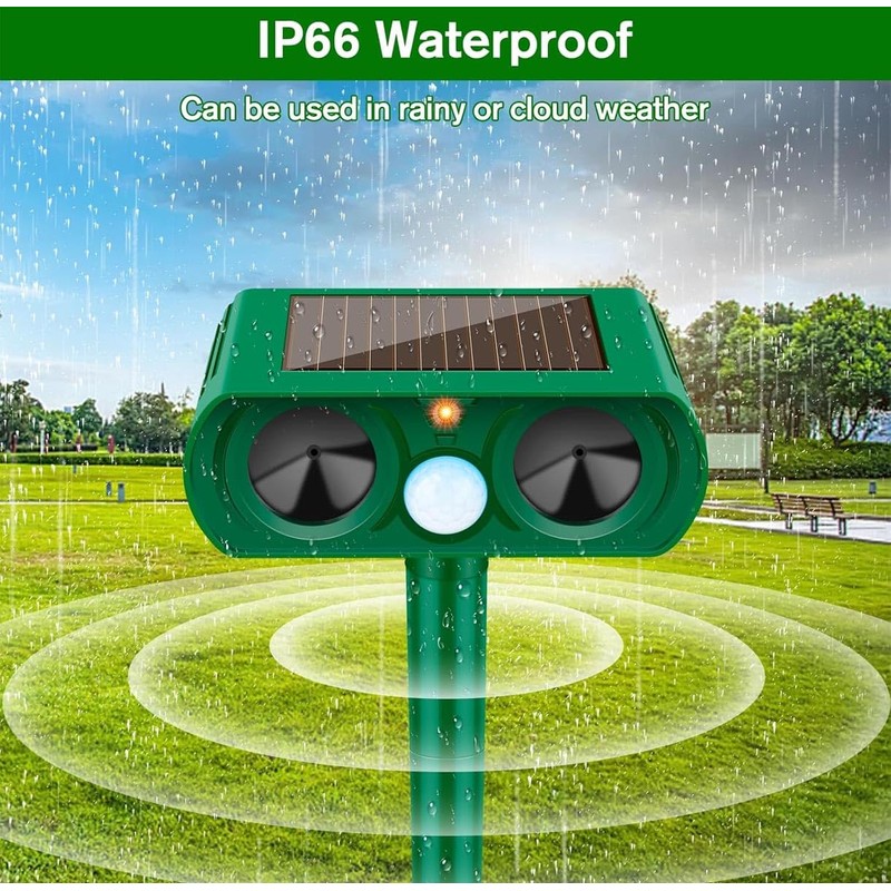 2 Pack Ultrasonic Animal Repeller Outdoor Solar Ultrasonic Repellent Animal