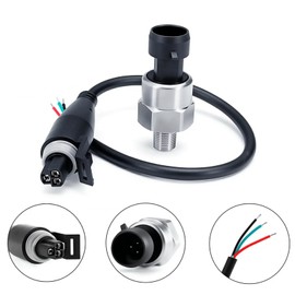 BYYOUIV 100 PSI Stainless Steel Pressure Transducer Sensor 1/8" NPT Thread with Connector Harness for Oil, Fuel, Air & Water