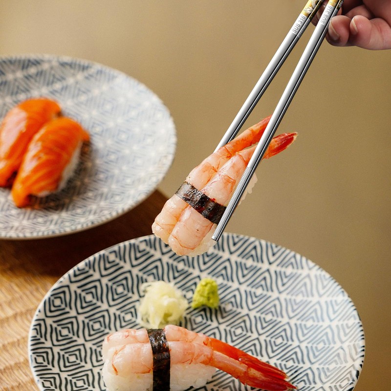 A · HOUSEWARE 5 Pairs Gold Dragon Chopsticks Set Stainless