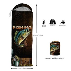 Sleeping Bags for Adults and Kids，3D Printing Camping Sleeping Bag for Girls Boys Lightweight Waterproof Cold/Warm 3-Season，Outdoor Travel with Compression Bags