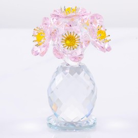 Qianwei Artificial Flower Interior Crystal Flower Wedding Anniversary Present for Wife Glasswork Flowers Never Wither Flower Figurine Retirement Celebration Celebration Retirement Celebration Opening