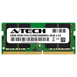 A-Tech 32GB DDR4 2666MHz PC4-21300 (PC4-2666V) CL19 SODIMM 2Rx8 1.2V 260-Pin Non-ECC SO-DIMM Laptop Notebook RAM Memory Module