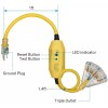 DEWENWILS 3FT Tri-Tap GFCI Extension Cord Heavy Duty 12/3 SJTW