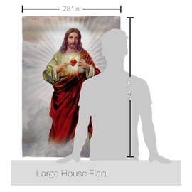 Jesus Flag Catholic Gift Sacred Heart House Home Decor Religious Banner Faith Hope Grace Peace Dove Religion Easter Lawn Porch Outdoor Wall Tapestry Indoor House Banner Small Christian Decoration Made In USA