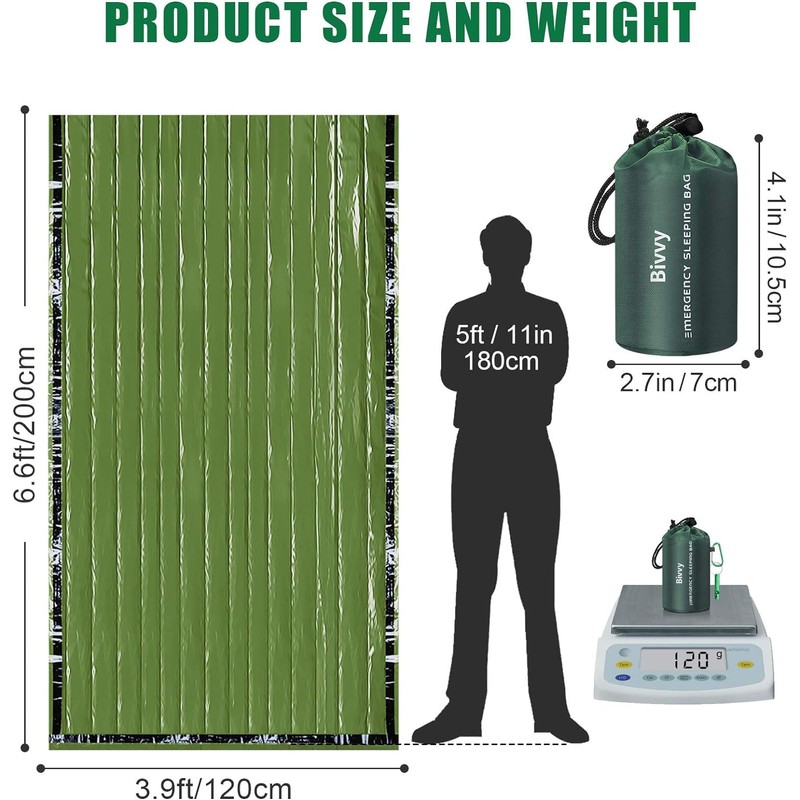 ROOBUCK Emergency Sleeping Bag 2 Pack Lightweight Survival Sleeping Bags