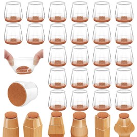 24Pcs Silicone Chair Leg Floor Protectors, Felt Furniture Pads for Hardwood Floors, Rubber Chair Leg Protector for Hardwood Floors, Chair Leg Caps Chair Leg Covers for Wooden Floors(Clear, XSmall)
