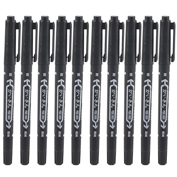 Tattoo Marking Pen, 10Pcs Double Ended Skin Marker Piercing Positioning Pen Tool Dual Removable Markers Aesthetic Procedures Surgical Stencil Sites Accessories for Men Women Teenage Adult Gifts(Black)