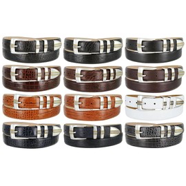 Belts.com Milan Italian Calfskin Genuine Leather Designer Golf Dress Belt 1-1/8"(30mm) Wide (Alligator Brown, 38)