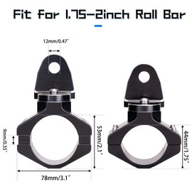 Dicater - Soporte de montaje UTV de 360° para bandera/luz LED látigo/antena para barra de rollo de 1.7-2 pulgadas compatible con todos los UTV Can Am Maverick X3 Commander Polaris RZR 900 1000 XP Pro,