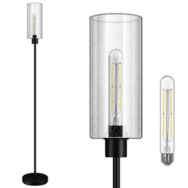 BoostArea Floor Lamp for Living Room, Modern Standing Lamp Stand Up Lamp with Seeded Glass Lampshade, Simple Design Floor Lamp Pole Lamp Tall Lamps for Bedroom, Living Room, Office, Kids Room, Reading