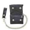 Plain Black Biker Tri-Fold Chain Wallet