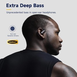 OpenRock Pro Open-Ear Air Conduction Headphones, Bluetooth 5.2 Wireless Earbuds, Extra Deep Bass, 46Hrs Playtime with Charging Case, IPX5 Waterproof, Sports Earphones for Running, Ofiice, Workout