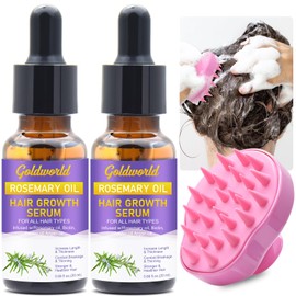 Rosemary Oil for Hair Growth,Diluted Rosemary Oil w/Scalp Massager,Hair Growth Oil Serum w/Castor Oil Biotin Argan Oil for Dry Damaged Ingrown Hair Loss Treatments Christmas Gifts Sets for Women Men