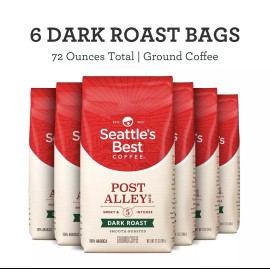 (6) SEATTLE'S BEST COFFEE Post Alley Blend Dark Roast Ground 12 oz- 6 Bags- 2025