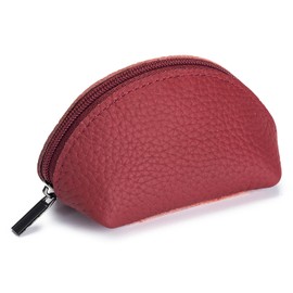 Coin Purse, Coin Purse, Genuine Leather, Cowhide Leather, Coin Purse, Unisex, Mini Wallet, Compact, Large Capacity, Includes Key Chain, Handheld, Easy to See, Cute, Stylish, Fits in a Cold Place, red