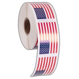 American Flag Stickers USA Flags - 500 Per Roll - 1.25" X 2.125" Patriotic Labels by Kenco (6 Pack)