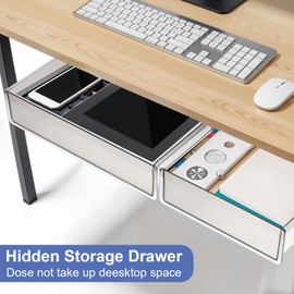 JOUTYFOR Under Desk Table Drawer Storage Organizer,2 Pack Large & Medium Slide Out Desk Drawers - Hidden Desktop Organizer,Attachable Pencil Storage Tray Under Table