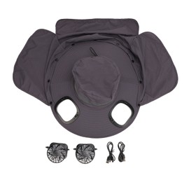 Men Sun Hat Solar Powered Rechargeable Fan UPF50 Wide Brim Adjustable Flap Bucket Hat for Hiking Mountaineering Cycling