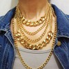CIBIRICH Chunky Necklaces for women gold Multilayer Punk Chain Statement