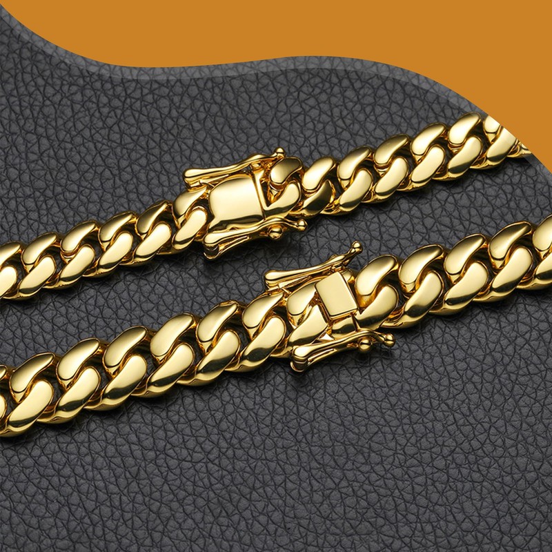LuxLife 10mm Gold Plated Stainless Steel Cuban Link Chain Necklace