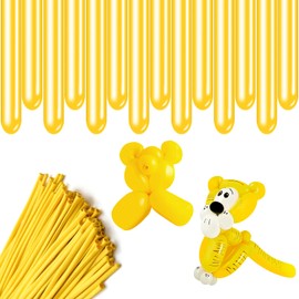 Rimobul 100PCS 260Q Balloons Twisting Animal Long Balloons Thickening Latex Twisting Modeling Long Magic Balloons for Animal Shape,Birthdays,Clowns (Yellow)