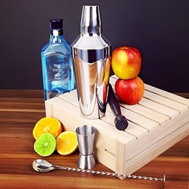 Cocktail Store The Cobbler Cocktail Gift Set | Cocktail Making Set with Manhattan Cocktail Shaker, Muddler, Mixing Spoon & Jigger Measure