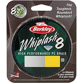 Berkley Whiplash 8 Braided Fishing Line - 100% Dyneema 8 Strand Braid for Saltwater and Freshwater Fishing, Yellow, 27.7kg | 61lb| 300m