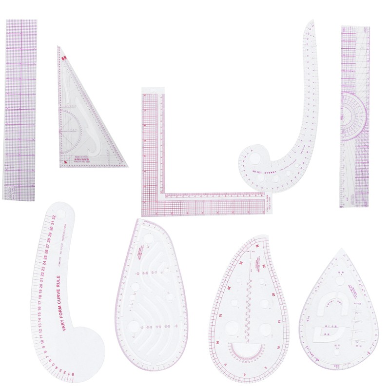 9Pcs/Set Sewing Ruler Set Multifunctional Curve Stick Tailor Measuring Accessories