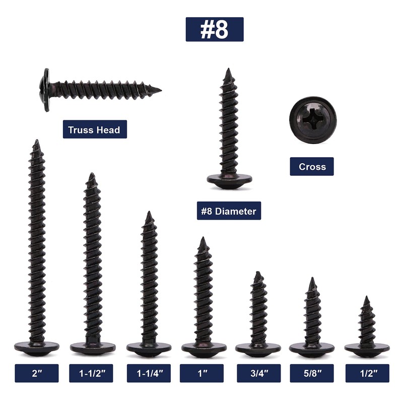 #8 x 1/2" Wood Screw 100Pcs Alloy Steel Standard Thread