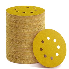 YEHBS 150PCS 240 Grit Gold Sanding Discs, 5-Inch 8-Hole Sandpaper for Random Orbital Sander, for Automotive or Woodworking