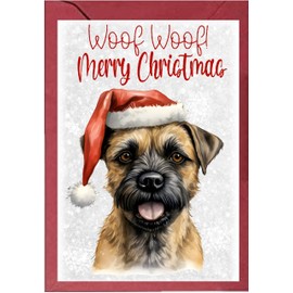 Border Terrier Dog- A6 (4 inch X 6 inch Approx) Christmas Card - with Matching Envelope