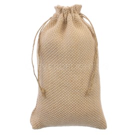CleverDelights 6 x 10 Inch Mat Weave Burlap Bags - 5 Pack - 6x10 Jute Cotton Blend Drawstring Gift Pouches