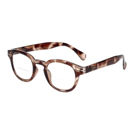 Calabria 4376CB Round BiFocal Reading Glasses +4.00 Brown Tortoise Men Women Vintage Bi-Focal Readers Eyeglass w/Cloth Case