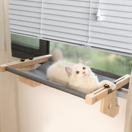 SweetBin Cat Window Perch – Wood Frame Hammock for Indoor Cats, Cat Window Hammock Seat for Relaxed Lounging, Holds Cats up to 20 lbs