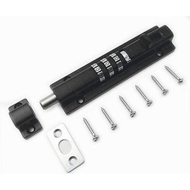 Combination Bolt gate Lock (OWACH AL-971) Combi Bolt Latch,Sliding Barrel Bolt Lock, Stainless Steel Sliding Bolt (Black)