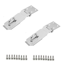 CuiCanfla 2 Pcs Door Lock Clasp, Door Gate Lock Hasp with Screws, Door Hasp Latch Lock, Stainless Steel Padlock Latch for Cabinet Boxes, Wooden Case, Drawer, Toolboxes, (Silver)