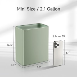 TIPGO Small Metal Trash Can, 2.1 Gallon Slim Trash Can for Bathroom, Wastebasket Garbage Bin for Bedroom, Office, Kitchen, Under Sink (Green)