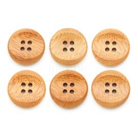 CRAFTMEMORE Bamboo Buttons 4 Holes Concave Wood Button for Garment Sewing DIY Crafts A52 (21mm, 12pcs)