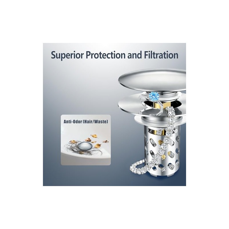 Pop Up Bathroom Sink Stopper, Universal Bathroom Sink Drain Strainer