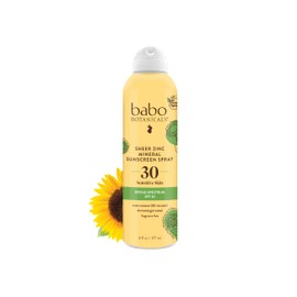 Babo Botanicals Babo Botanicals Sheer Zinc Continuous Sunscreen Spray SPF30 - Natural Zinc Oxide - Extra Sensitive Skin - Water Resistant - Vegan - Fragrance-Free - Air-Powered Spray - For all ages
