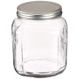 Anchor Hocking Set of 4 2 Quart Glass Food Storage Containers with Aluminum Screw Top Lids