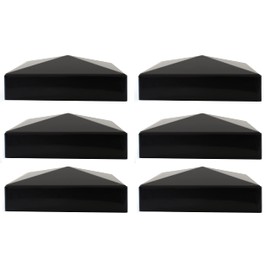 True 5x5 (127mm x 127mm) Plastic Pyramid Vinyl Fence Post Cap Black or White Multiple Quantities for True Actual 5" x 5" Vinyl Posts (6, Black)