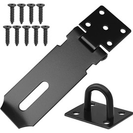 Padlock Hasp 4 Inch Door Hasp Latch Lock Stainless Steel Padlock Clasp Black Hasp Lock Gate Hasp with Fixing Screw for External Doors Window Cabinet Pet Cage