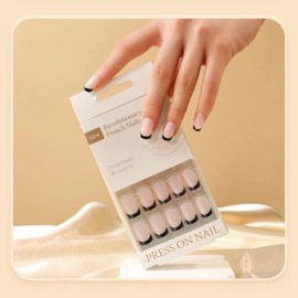 Does Not Apply Press on Nails Short Square Light Pink Fake Nails Press on French Nail Tip 2Pack