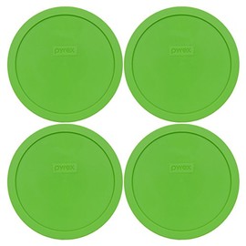Pyrex 7402-PC Green Round 6/7 Cup Plastic Storage Lid, Made in USA - 4 Pack
